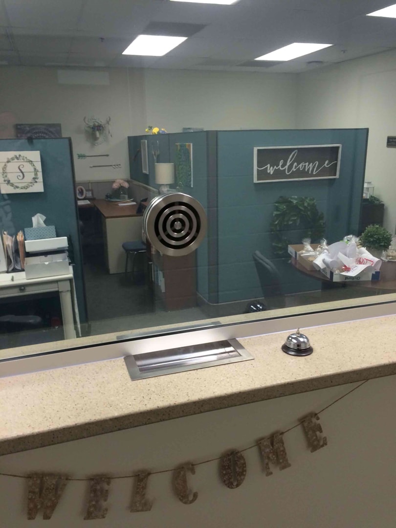 protective bullet proof glass in school front desk office